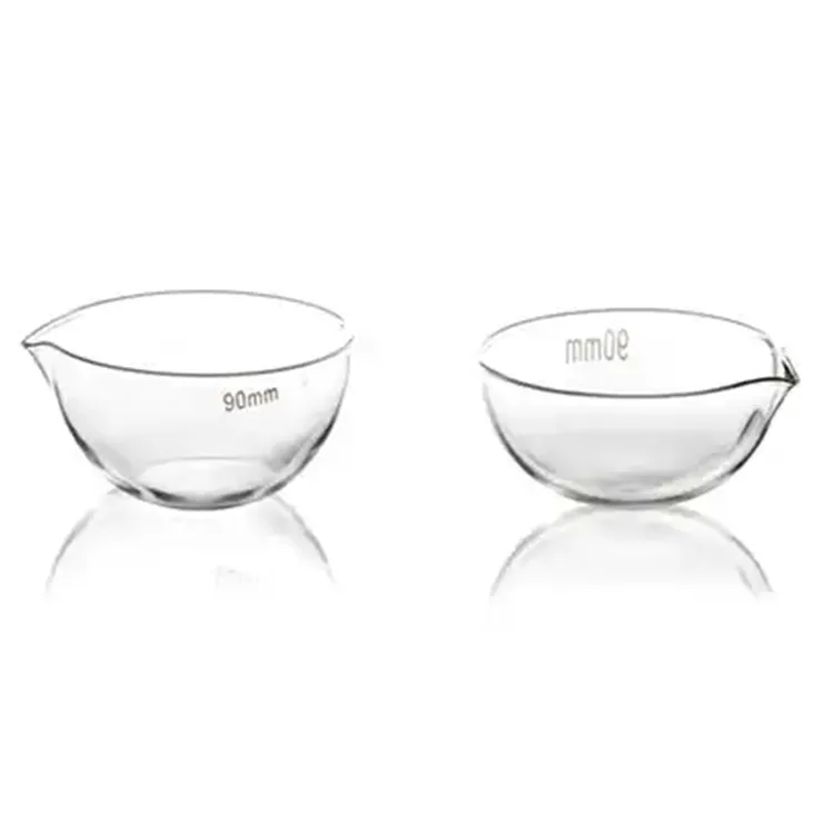 1171   Laboratório   Boro   3,3   Vidro   Plano   Fundo   Evaporação   Prato   com   Bico