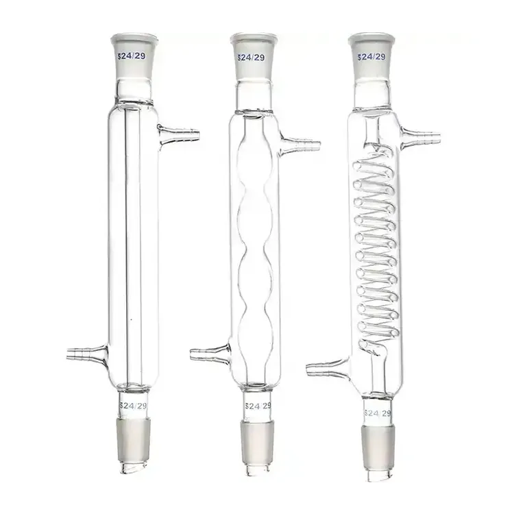 Tubo de destilação de tubos de condensador serpentina de condensador químico de vidro