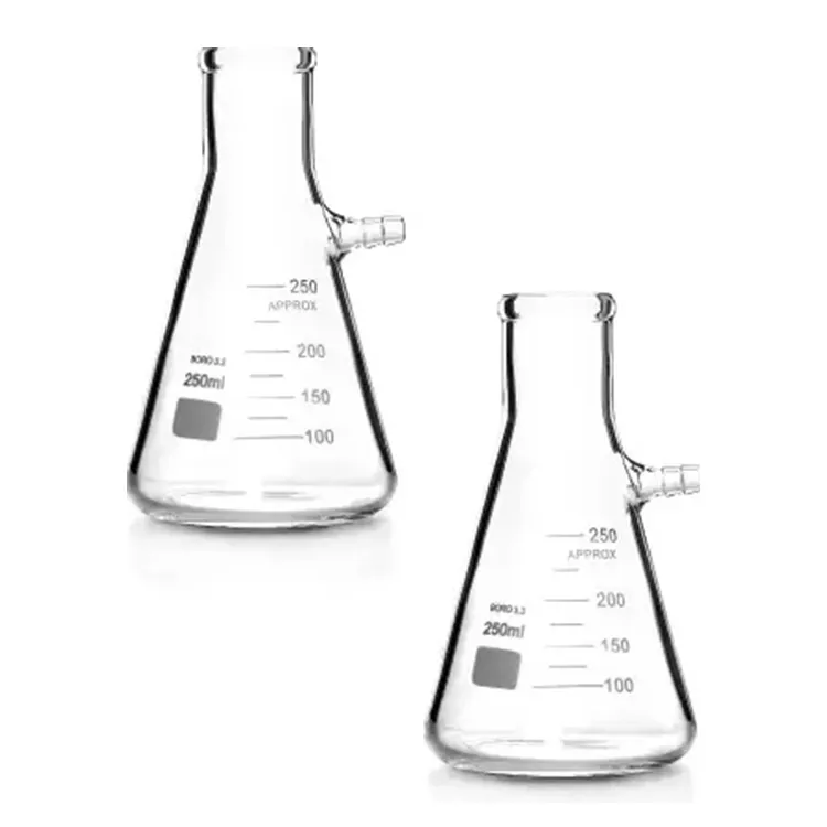 Laboratory Clear Glass Filtering Flasks With Upper Tubulature