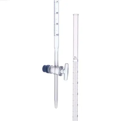 Vidro 10ml 25ml 50ml 100ml Bureta de ácido com torneira reta em laboratório